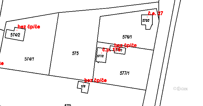 Neveklov 175 na parcele st. 577/2 v KÚ Neveklov, Katastrální mapa