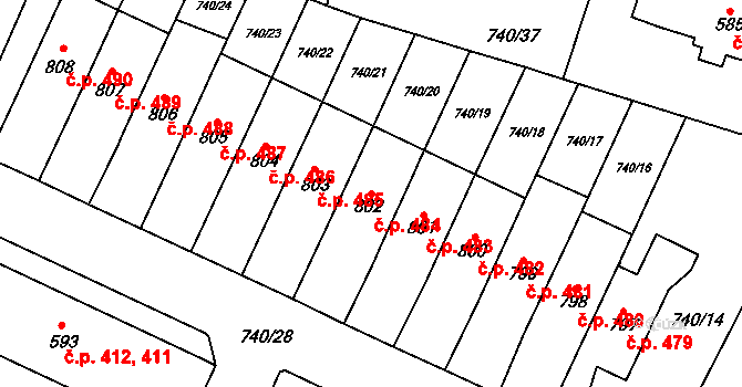 Doudleby nad Orlicí 484 na parcele st. 802 v KÚ Doudleby nad Orlicí, Katastrální mapa