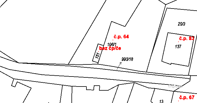 Třebenice 98743031 na parcele st. 151 v KÚ Medvědice, Katastrální mapa