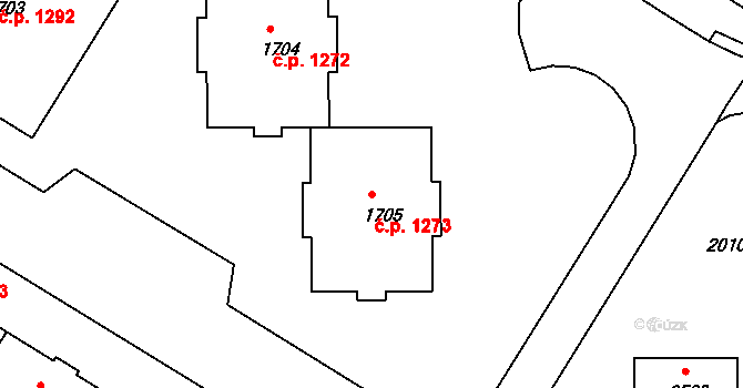 Bystřice pod Hostýnem 1273 na parcele st. 1705 v KÚ Bystřice pod Hostýnem, Katastrální mapa