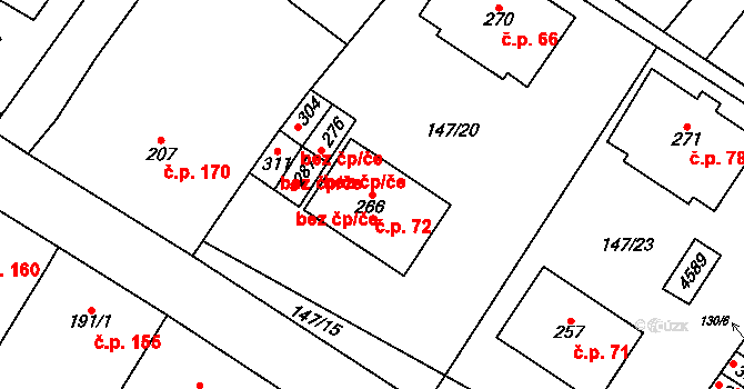Skalice 72 na parcele st. 266 v KÚ Skalice u Znojma, Katastrální mapa
