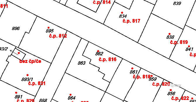 Moravský Krumlov 816 na parcele st. 862 v KÚ Moravský Krumlov, Katastrální mapa