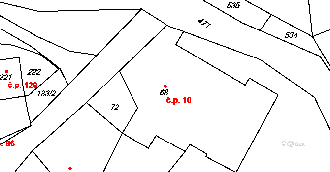 Přerov XIII-Penčice 10, Přerov na parcele st. 68 v KÚ Penčice, Katastrální mapa