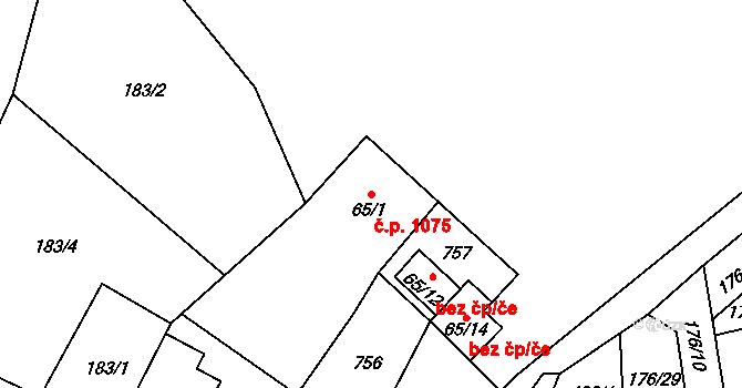 Břve 1075, Hostivice na parcele st. 65/1 v KÚ Litovice, Katastrální mapa
