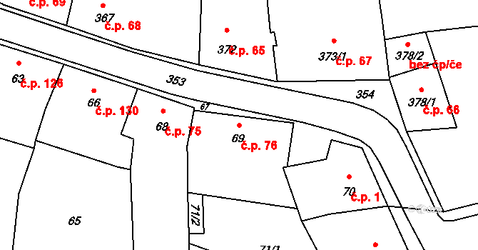 Neveklov 76 na parcele st. 69 v KÚ Neveklov, Katastrální mapa