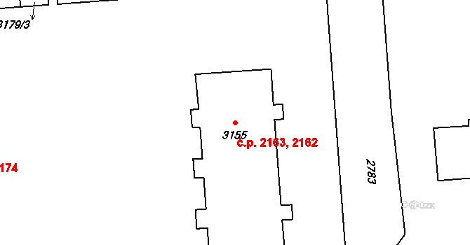 Kročehlavy 2162,2163, Kladno na parcele st. 3155 v KÚ Kročehlavy, Katastrální mapa