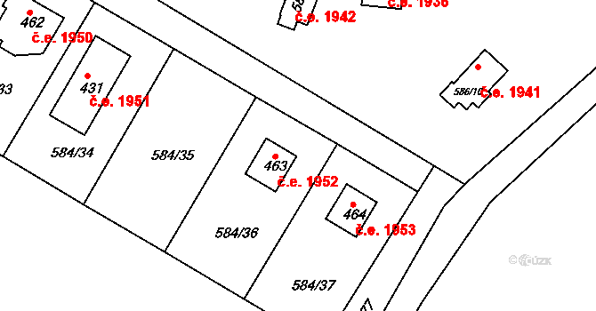 Olešovice 1952, Kamenice na parcele st. 463 v KÚ Ládví, Katastrální mapa