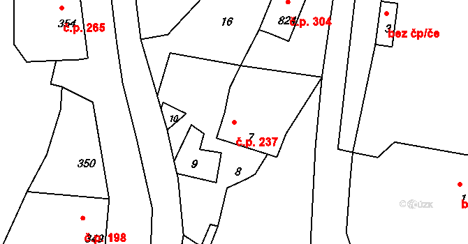 Volfartice 237 na parcele st. 7 v KÚ Volfartice, Katastrální mapa