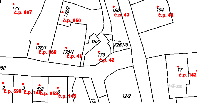 Železný Brod 42 na parcele st. 179 v KÚ Železný Brod, Katastrální mapa