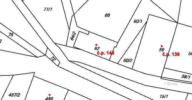 Suchdol nad Lužnicí 146 na parcele st. 62 v KÚ Suchdol nad Lužnicí, Katastrální mapa
