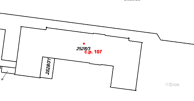 Krč 107, Praha na parcele st. 2528/3 v KÚ Krč, Katastrální mapa