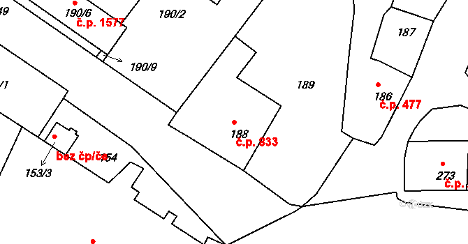 Rumburk 1 833, Rumburk na parcele st. 188 v KÚ Rumburk, Katastrální mapa