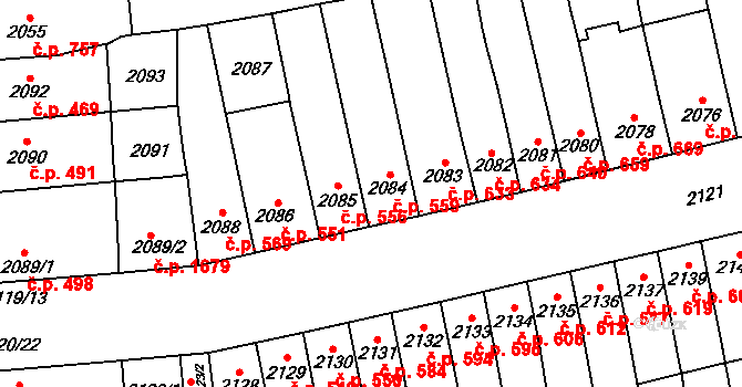 Šlapanice 559 na parcele st. 2084 v KÚ Šlapanice u Brna, Katastrální mapa