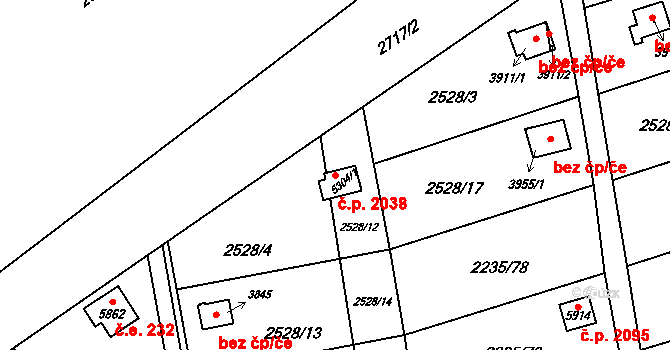 Hranice I-Město 2038, Hranice na parcele st. 5304/1 v KÚ Hranice, Katastrální mapa