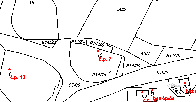 Rukáveč 7, Milevsko na parcele st. 10 v KÚ Rukáveč, Katastrální mapa