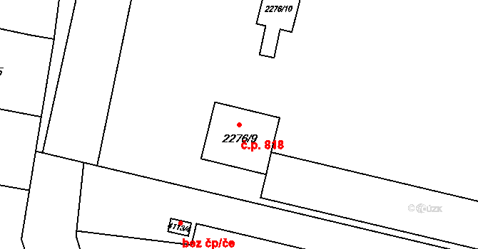 Tuřany 818, Brno na parcele st. 2276/9 v KÚ Tuřany, Katastrální mapa