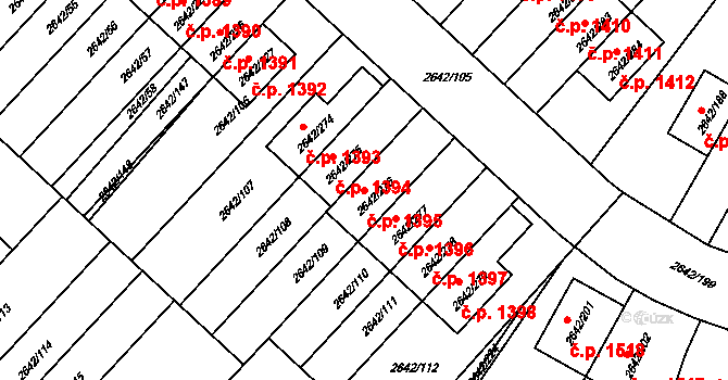 Kuřim 1395 na parcele st. 2642/276 v KÚ Kuřim, Katastrální mapa