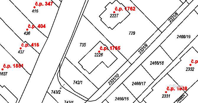 Tišnov 1765 na parcele st. 2226 v KÚ Tišnov, Katastrální mapa