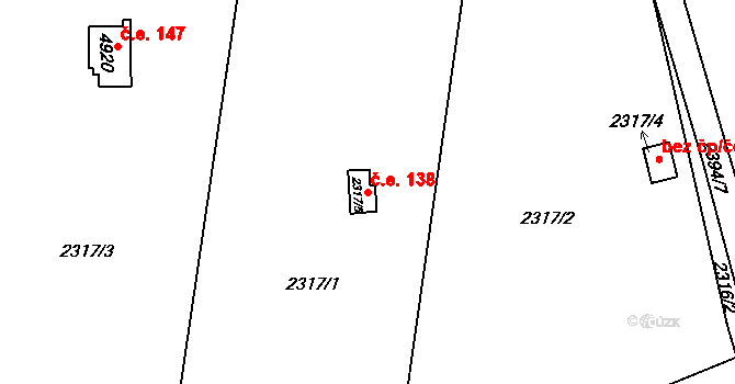 Žamberk 138 na parcele st. 2317/5 v KÚ Žamberk, Katastrální mapa
