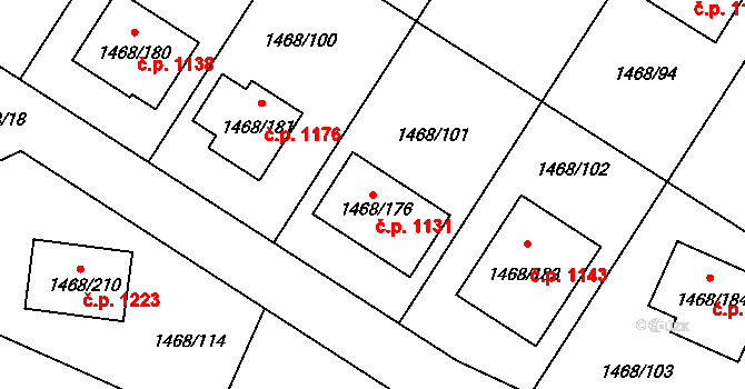 Pečky 1131 na parcele st. 1468/176 v KÚ Pečky, Katastrální mapa