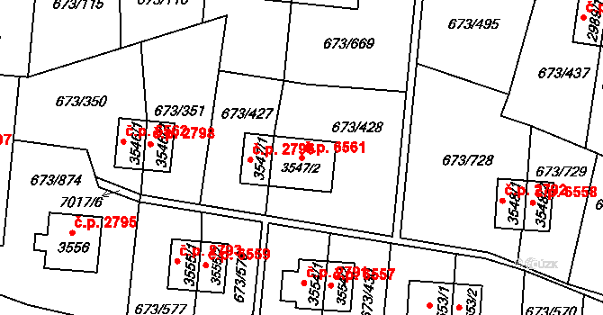 Zlín 6561 na parcele st. 3547/2 v KÚ Zlín, Katastrální mapa