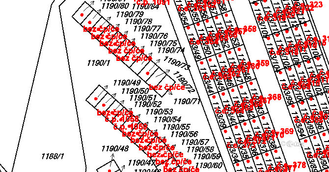 Bechyně 1078 na parcele st. 1190/71 v KÚ Bechyně, Katastrální mapa