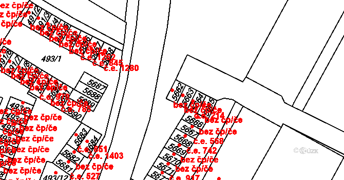 Chomutov 39082032 na parcele st. 5662 v KÚ Chomutov I, Katastrální mapa