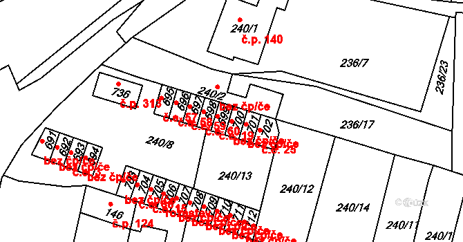 Hostomice 39105032 na parcele st. 700 v KÚ Hostomice nad Bílinou, Katastrální mapa