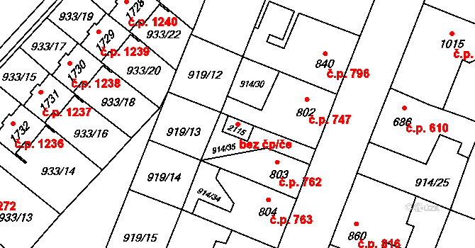 Opava 39458032 na parcele st. 2115 v KÚ Kateřinky u Opavy, Katastrální mapa