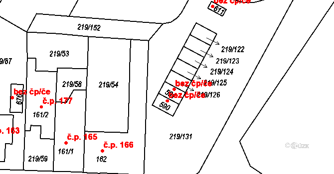 Chotětov 42356032 na parcele st. 591 v KÚ Chotětov, Katastrální mapa