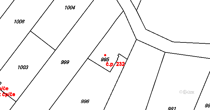 Jaktař 232, Opava na parcele st. 995 v KÚ Jaktař, Katastrální mapa