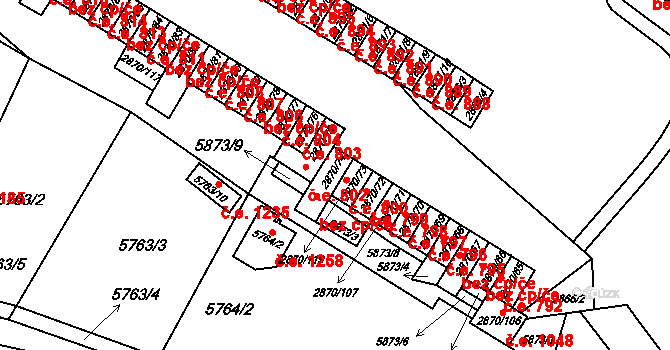 Velké Meziříčí 801 na parcele st. 2870/74 v KÚ Velké Meziříčí, Katastrální mapa