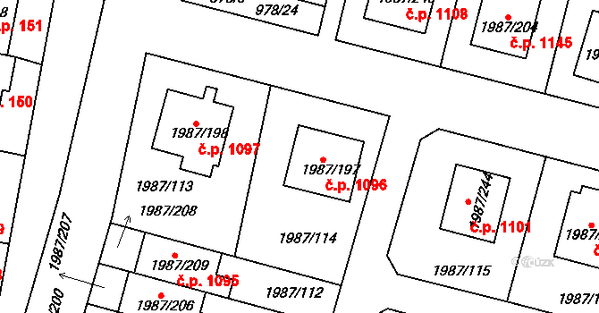 Nýřany 1096 na parcele st. 1987/197 v KÚ Nýřany, Katastrální mapa