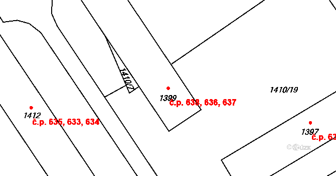 Butovice 636,637,638, Studénka na parcele st. 1399 v KÚ Butovice, Katastrální mapa