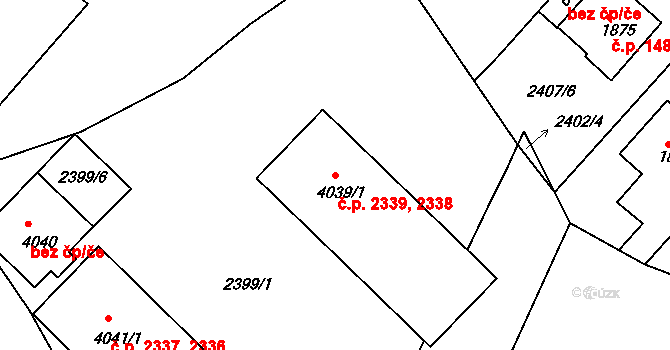 Rakovník II 2338,2339, Rakovník na parcele st. 4039/1 v KÚ Rakovník, Katastrální mapa