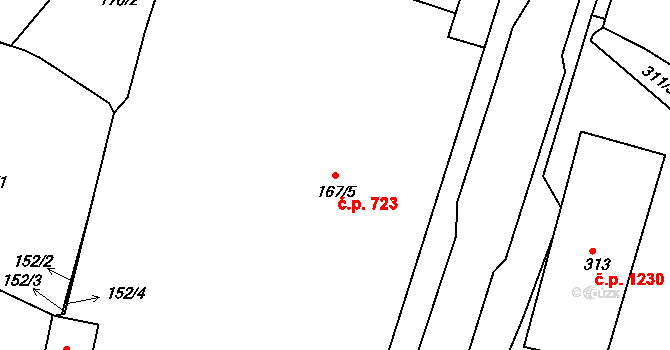 Vejprty 723 na parcele st. 167/5 v KÚ Vejprty, Katastrální mapa