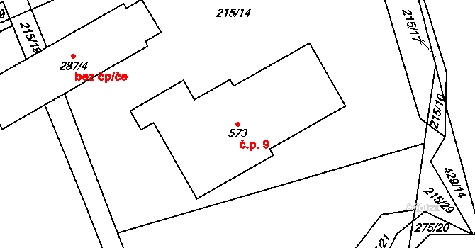 Ždírec nad Doubravou 9 na parcele st. 573 v KÚ Ždírec nad Doubravou, Katastrální mapa