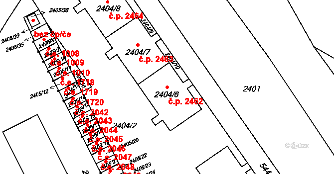 Znojmo 2462 na parcele st. 2404/6 v KÚ Znojmo-město, Katastrální mapa