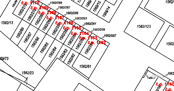 Ďáblice 1162, Praha na parcele st. 1562/256 v KÚ Ďáblice, Katastrální mapa