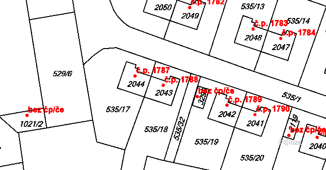 Nymburk 1788 na parcele st. 2043 v KÚ Nymburk, Katastrální mapa
