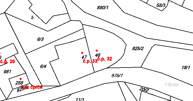 Čelina 32, Borotice na parcele st. 46 v KÚ Čelina, Katastrální mapa
