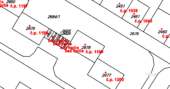 Slavkov u Brna 1199 na parcele st. 2678 v KÚ Slavkov u Brna, Katastrální mapa