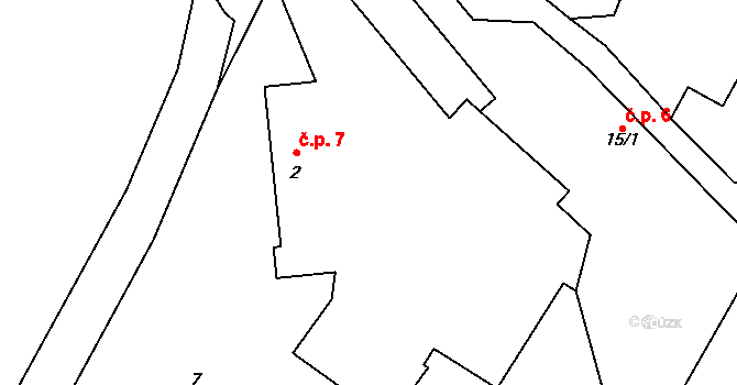 Chloumek 7, Boháňka na parcele st. 2 v KÚ Chloumek u Hořic, Katastrální mapa