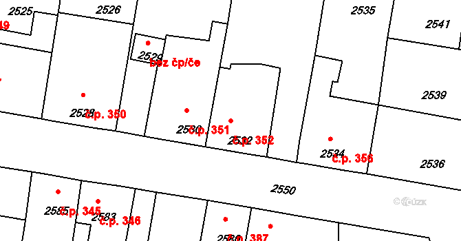 Mimoň I 352, Mimoň na parcele st. 2532 v KÚ Mimoň, Katastrální mapa
