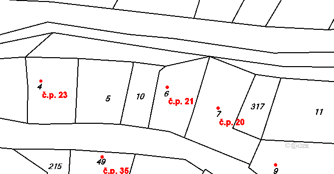 Červeněves 21, Smidary na parcele st. 6 v KÚ Červeněves, Katastrální mapa