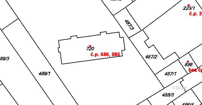 Kopidlno 585,586 na parcele st. 720 v KÚ Kopidlno, Katastrální mapa