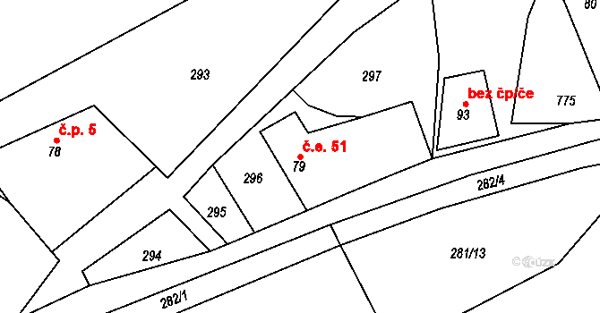 Kaliště 51, Orlické Podhůří na parcele st. 79 v KÚ Rviště, Katastrální mapa