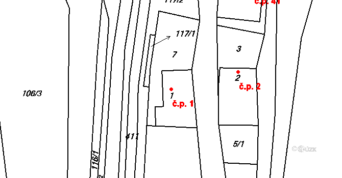 Řikovice 1, Morašice na parcele st. 1 v KÚ Řikovice u Litomyšle, Katastrální mapa