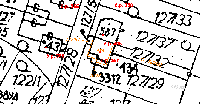 Jaroměřice 357 na parcele st. 434 v KÚ Jaroměřice, Katastrální mapa