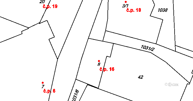 Čeraz 16, Vesce na parcele st. 8 v KÚ Čeraz, Katastrální mapa